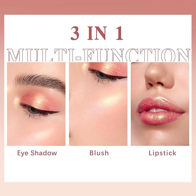 Blush Stick for Cheeks Makeup,Waterproof Cream Blush Face Stick Multi-Use Lip and Cheek Tint,Matte Shimmer Finish Lightweight Easy to Blend Natural Cream Blusher Makeup for All Skin Tones-VivaGrace Women