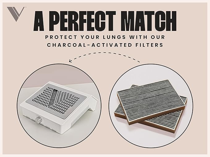 V Beauty Pure Nail Fan Dust Collector - Nail Dust Extractor and Catcher Vacuum, Sleek, Lightweight, and Adjustable Salon Fan with Activated Charcoal Filter, Acetone-Resistant Design-VivaGrace Women