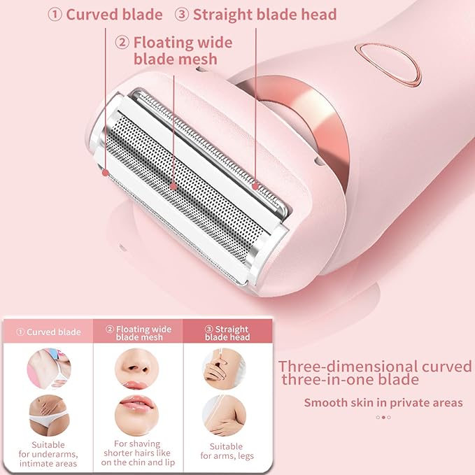 Dusk Razor for Women,Dusk Glide Pro 3.0 Razor - Bikini Portable Legs Body,2 in 1 Waterproof Electric Razors,Wet & Dry, Painless Hair Removal, Removable Head (Pink)-VivaGrace Women