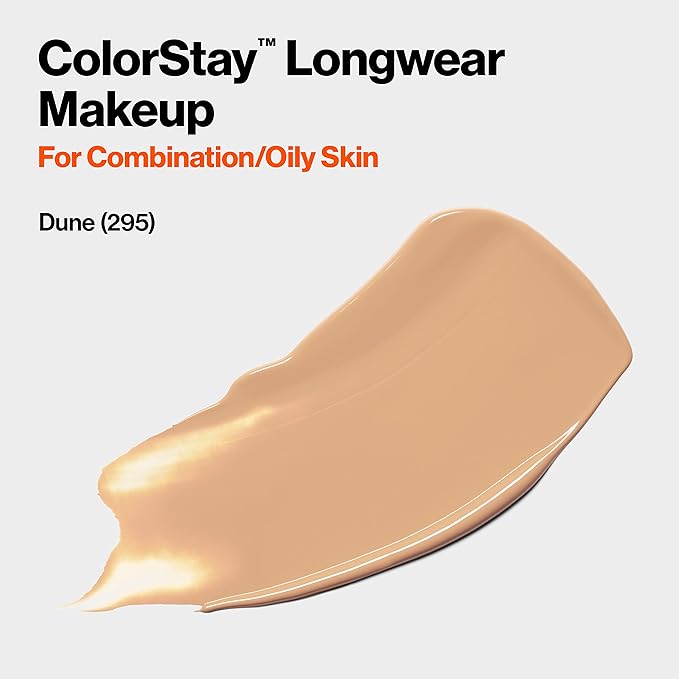 Revlon Liquid Foundation, ColorStay Face Makeup for Combination & Oily Skin, SPF 15, Medium-Full Coverage with Matte Finish, Dune (295), 1.0 oz-VivaGrace Women