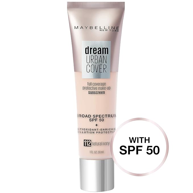 Maybelline Dream Urban Cover Flawless Coverage Foundation Makeup, SPF 50, Natural Ivory-VivaGrace Women