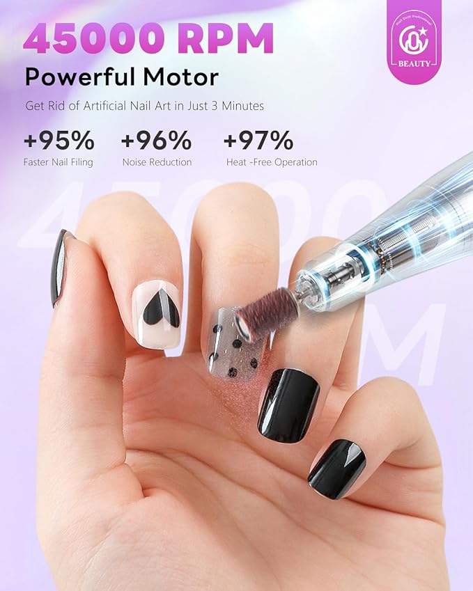 CozyZen Cordless Nail Drill Professional: 45000 RPM Rechargeable Electric Nail File Kit, Portable & Low Noise for Acrylic, Gel Nails, Manicure & Pedicure - Salon & Home Use-VivaGrace Women