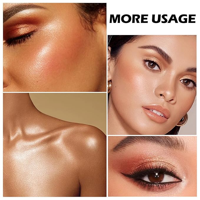 Boobeen Blush and Highlighter Palette- 4-color Metallic Shimmer Shadow Powder, Illuminator Makeup Set for Shading, Highlighting & Defining the Face-VivaGrace Women