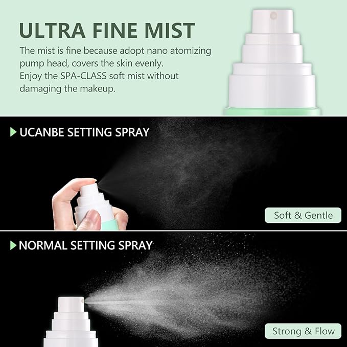 Dewy Makeup Setting Spray Kit-3.38 Fl oz Hydrating Illuminating Finishing Spray Lightweight Face Mist All Day Long Make up Fixer +2PCS Sponge Puff, Hydrate Skin for a Bright Look-VivaGrace Women