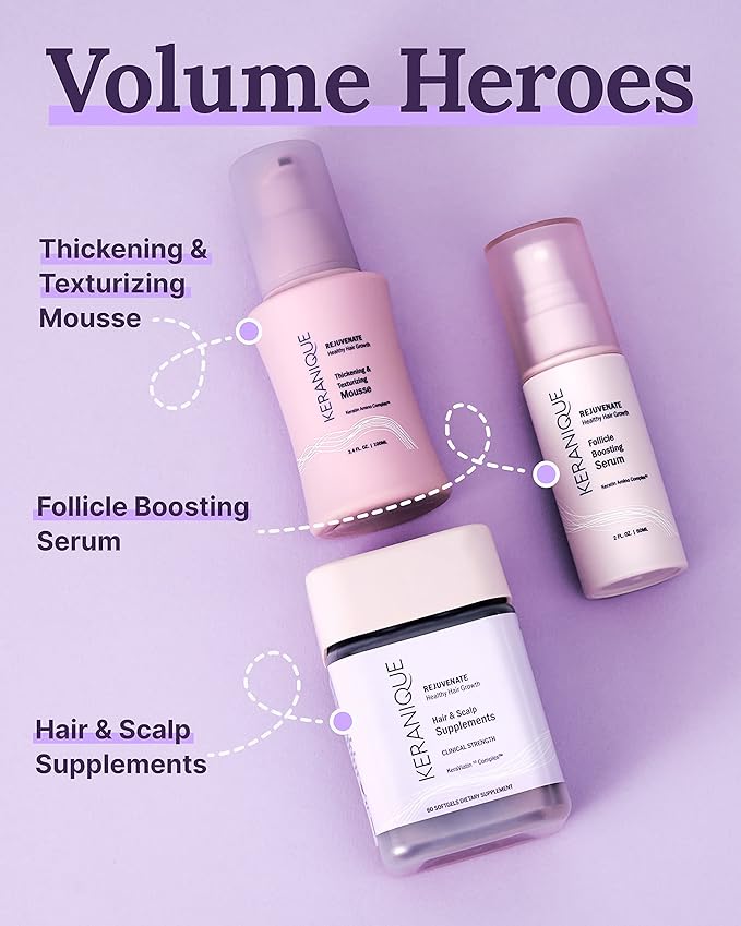 Keranique Volumizing Mousse for Women - Thickening and Styling Anti-Frizz Foam for Fine, Straight, Wavy, and Curly Hair-VivaGrace Women