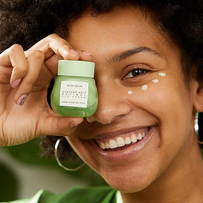 Glow Recipe Avocado Retinol Eye Cream for Wrinkles - Overnight Under Eye Cream for Dark Circles, Firming & Brightening Dull, Puffy Eyes - Time Release Niacinamide & Caffeine Eye Cream (15ml)-VivaGrace Women