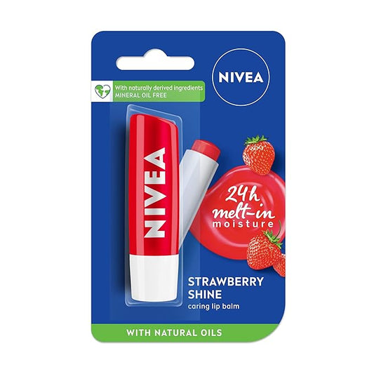 Nivea Lip Care Fruity Shine Strawberry, 4.8g-VivaGrace Women