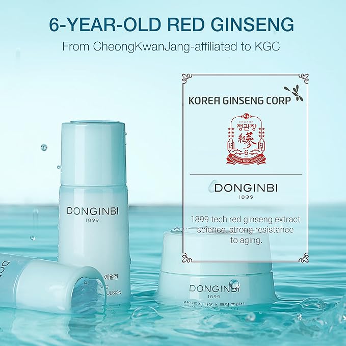 DONGINBI Red Ginseng Hydra Bounce Cream Fresh Travel Kit - Hydrating and Nourishing Skincare Set- Hydra Bounce Softener 15ml, Emulsion 15ml, Cream 7ml-VivaGrace Women