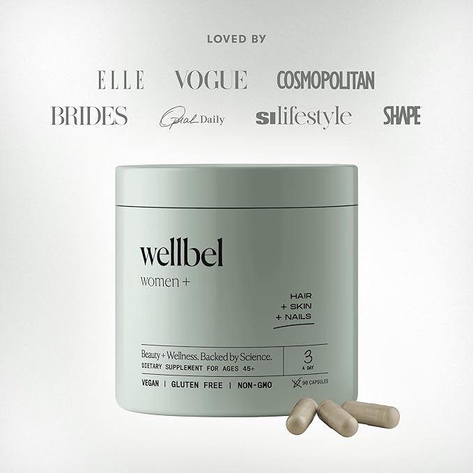 WELLBEL Women + Clean Supplement for Hair, Skin, and Nails, Vegan, Gluten Free, Non GMO 90 Count-VivaGrace Women