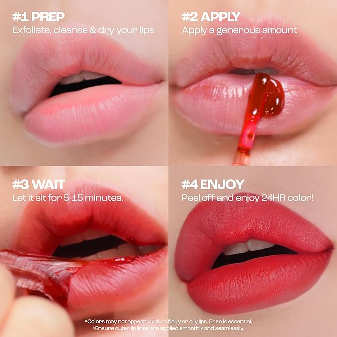 Rouge Star Plumping Lip Tattoo (0.17 oz) - 72-HR Long Lasting Waterproof Peel Off Lip Stain - Transfer-Proof, Non -Sticky Hydrating Matte Lip Tint Tattoo (Classic Red)-VivaGrace Women
