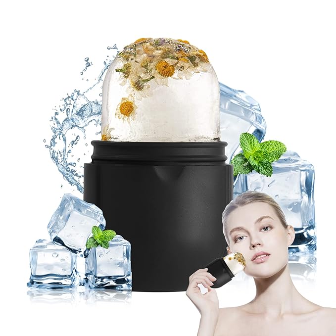 Ice Roller for Face Eye, Ice Roller Mold Face Skin Care Kit for Brighten Skin and Enhance Your Natural Glow Remove Fine Lines Shrink Pores Reduce Acne and Lubricate the Skin (Black)-VivaGrace Women