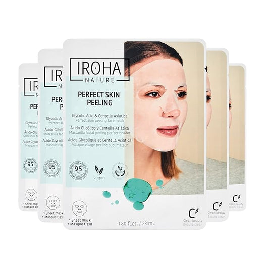 IROHA NATURE Glycolic Acid Peeling Face Mask (Pack of 5) | Skin Perfecting for a Radiant & Smooth Look | Instant Regeneration in Just 15 Minutes | Clean Beauty | 100% Vegan-VivaGrace Women
