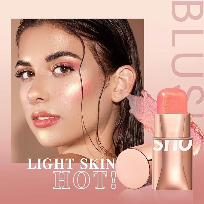 Blush Stick for Cheeks Makeup,Waterproof Cream Blush Face Stick Multi-Use Lip and Cheek Tint,Matte Shimmer Finish Lightweight Easy to Blend Natural Cream Blusher Makeup for All Skin Tones-VivaGrace Women