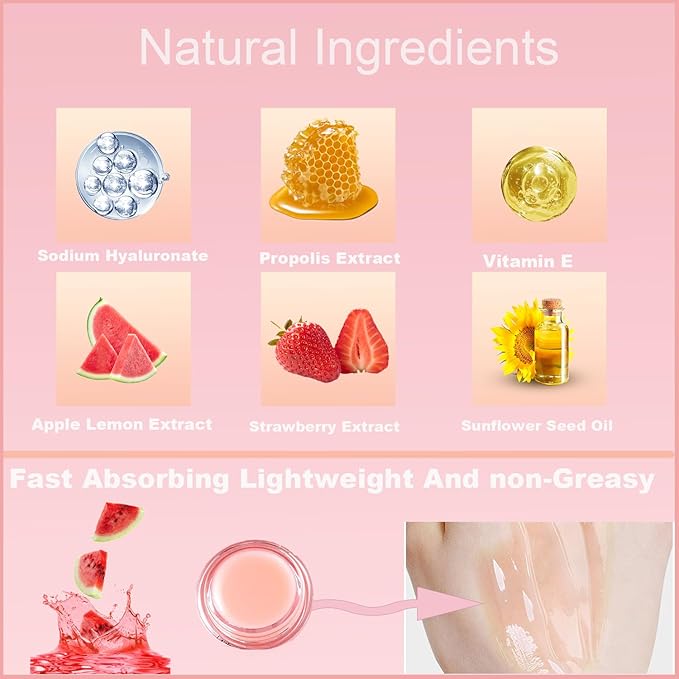 1 PCS Bee Lip Balm Honey Pot, Exfoliating Watermelon Bee Lip Balm Sleeping Lip Mask Overnight with Sticks, Honey Pot Lip Balm Prevention Dry Hydrating and Crack Lip Scrubs-VivaGrace Women