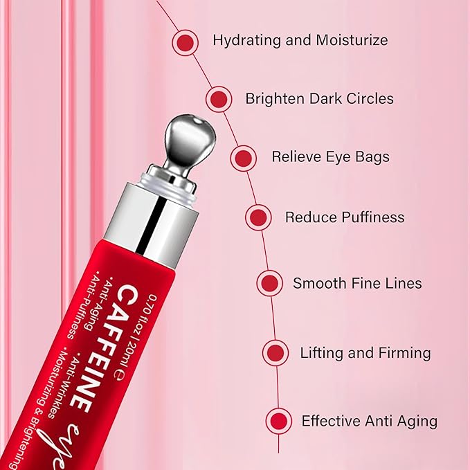 Caffeine Eye Cream Anti Aging: Eye Cream With Retinol, Sodium Hyaluronate, Vitamin E, For Dark Circles, Wrinkles, Puffiness & Fine Lines - Advanced Metal Applicator For Under Eye Bags And Puffy Eyes-VivaGrace Women