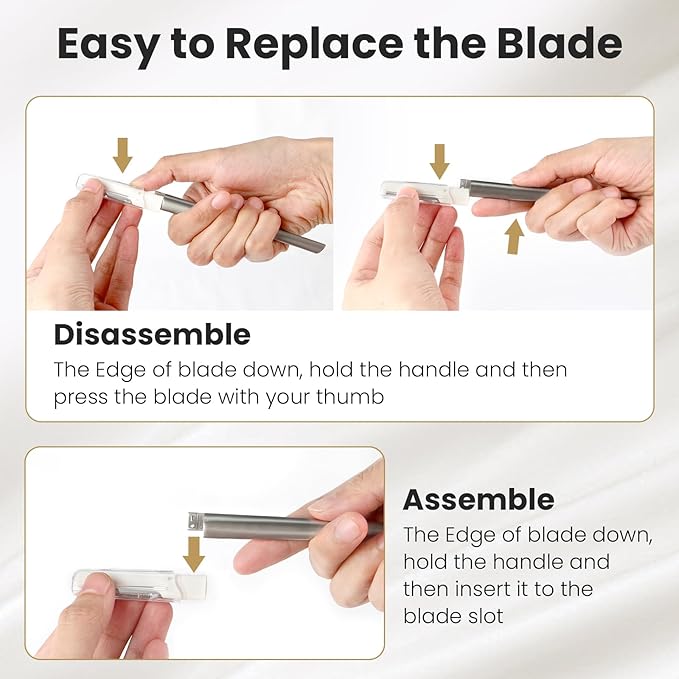 Dermaplaning Tool for Face Exfoliation, with 20 Replaceable Blades, Facial Shaver/Eyebrow Razor, Peach Fuzz Removal Eyebrow Shaper for Women, Easy to Use Dermaplaner Help Exfoliate and Smooth Skin-VivaGrace Women