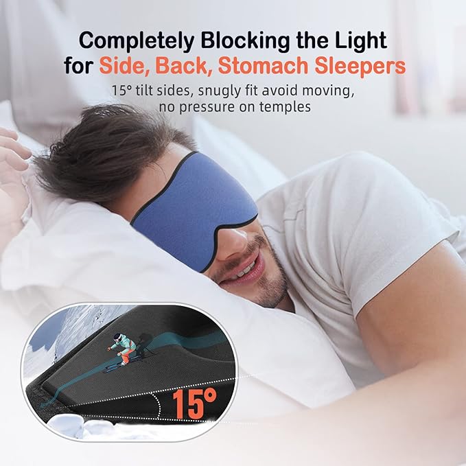 LitBear Sleep Masks, Light Blocking Eye Mask Sleeping for Women Men Side Sleeper, Soft 3D Comfortable Sleeping Mask with Adjustable Elastic Strap for Travel-VivaGrace Women