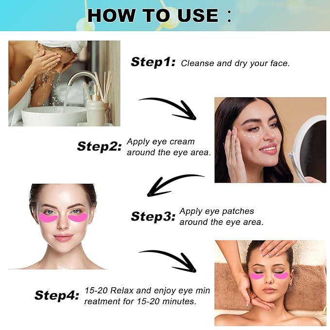 Aethland Reusable Eye Patches, 3 Pairs Silicone Under Eye Patches with Lifting Effect to Reduce Wrinkles and Fine Lines, Pair with Eye Roller Massager Eye Serums Cream Applicator-VivaGrace Women