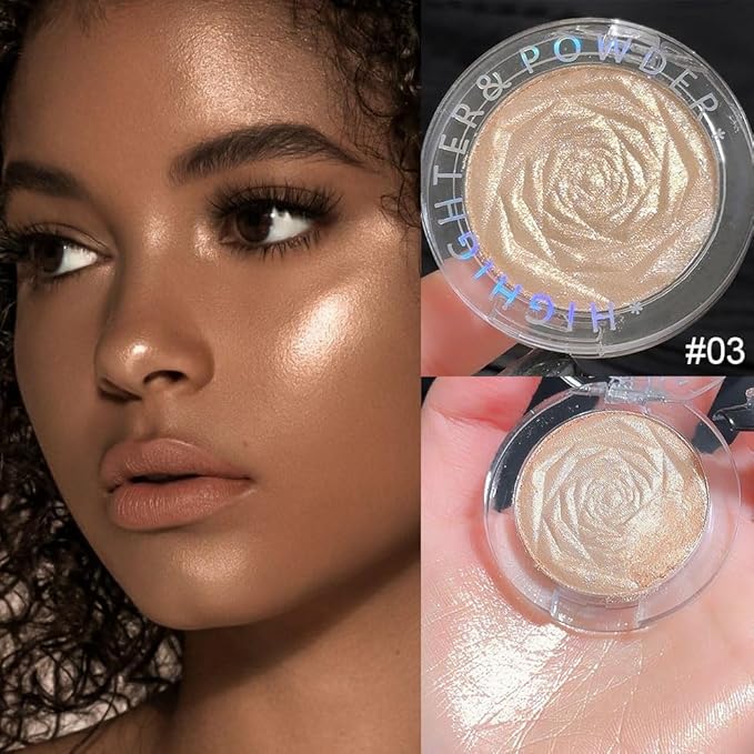 evpct Champagne Gold Face Highlighter Makeup Shimmer Glitter Diamond Sparkly Highlighters Makeup Palette Powder for Face Body Cheek Skin iluminadores iluminador de jos maquillaje luminizers 03