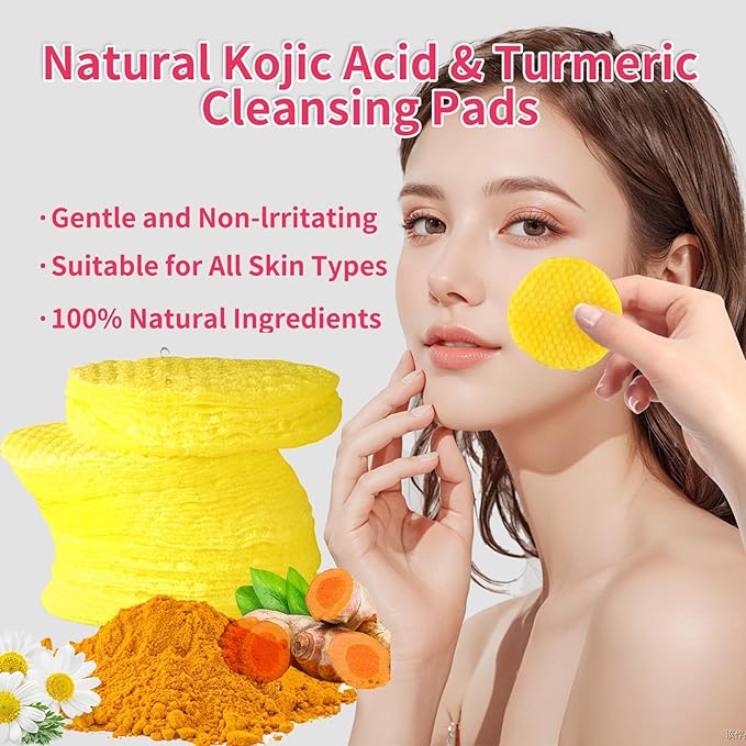 40 PCS Turmeric Kojic Acid Cleansing Pads,Turmeric and Kojic Acid Face Pads,Turmeric Kojic Acid Pads for Face-VivaGrace Women