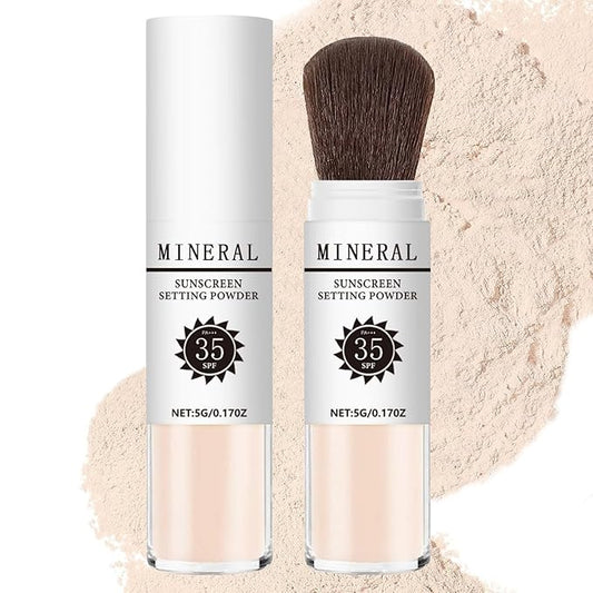 Mineral Sunscreen Setting Powder, SPF 35 Translucent Loose Powder, Mineral Brush Powder, Oil Control Natural Matte Finish, Lasting Lightweight Breathable for All Skin (#01 Translucent)-VivaGrace Women