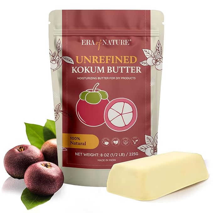 era of nature Kokum Butter Raw - 8 oz (1/2lb) – Natural Butter for Body Butters, Lotion Bars, Lip Balm, Soap Making – Blends Well with Shea or Cocoa Butter – For Stretch Marks, Scars, Pregnancy Care-VivaGrace Women