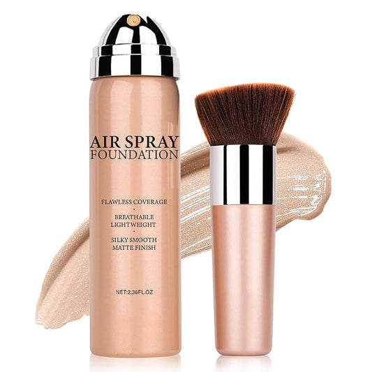 NVLEPTAP Airbrush Foundation Makeup Spray Silky Lightweight Full Coverage Foundation Face Air Cushion Foundation Set with Soft Makeup Brush - 03 Nude-VivaGrace Women
