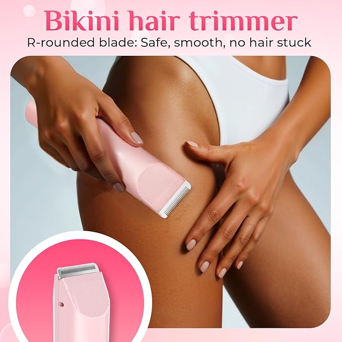 2025 New 2-in-1 Electric Bikini Trimmer for Women - Dual Head Electric Razor,Waterproof Painless Bikini Shaver, Pubic Hair Trimmer for Private Area & Body Hair, Pink-VivaGrace Women