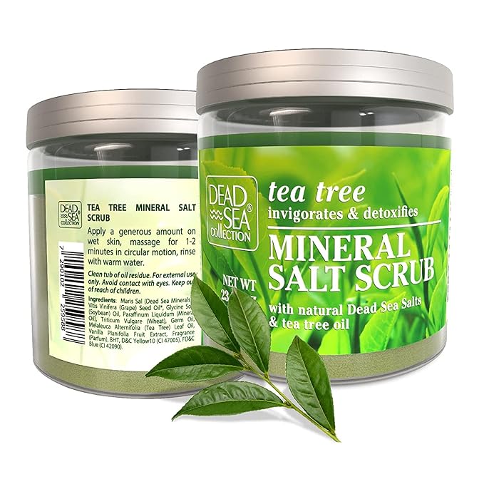 Dead Sea Collection Tea Tree Salt Scrub – Exfoliating Body Scrub for Women – Moisturizing and Nourishing Skin – with Pure Oils and Dead Sea Minerals (23.28 Oz)-VivaGrace Women