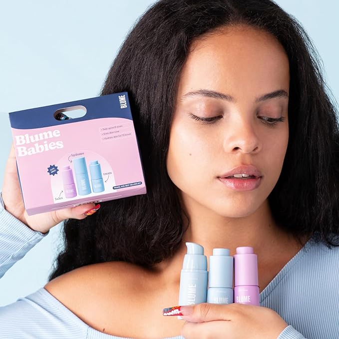 Blume Babies Travel Size Skincare - Skincare Gift Set Includes Meltdown Acne Oil, Milky Fade Dark Spots Serum, and Meltdown Gel Cream Face Moisturizer for Acne and Blemish Prevention (3 Count)-VivaGrace Women