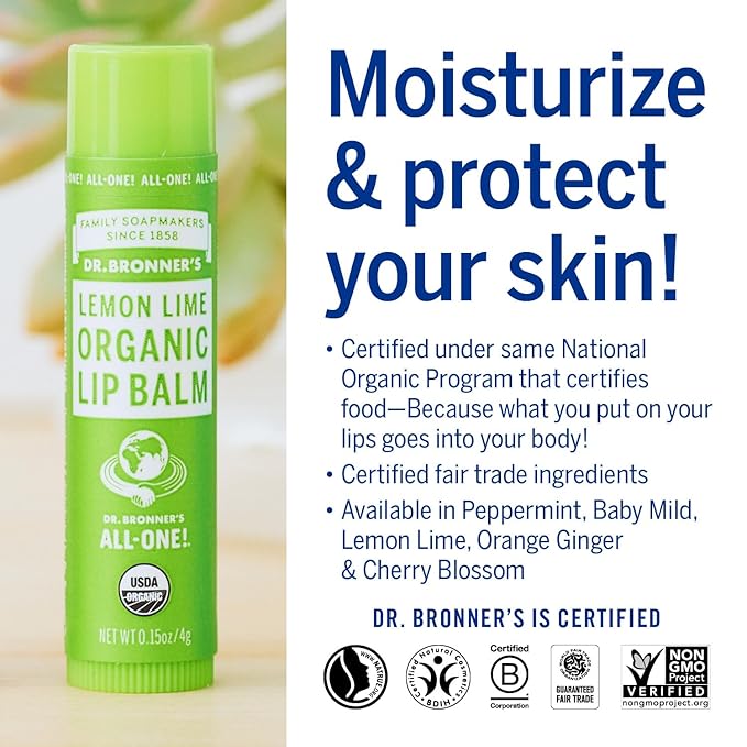 Dr. Bronners Lemon Lime Lip Balm, 4 GR-VivaGrace Women