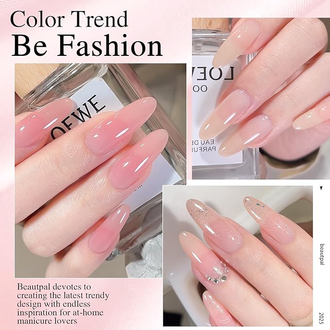 Beautpal Jelly Nude Pink Gel Nail Polish of 6 Colors Translucent Milky White Nude Sheer Gel Polish Kit for Salon Manicure and Nail Art DIY at Home 8ml