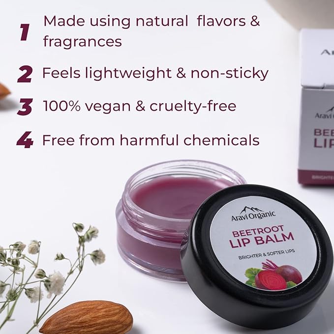 Beetroot Lip Balm For Women & Men | For Dark Lips, Lip Lightening, Dry & Chapped Lips | Makes Soft & Glossy Lips-VivaGrace Women