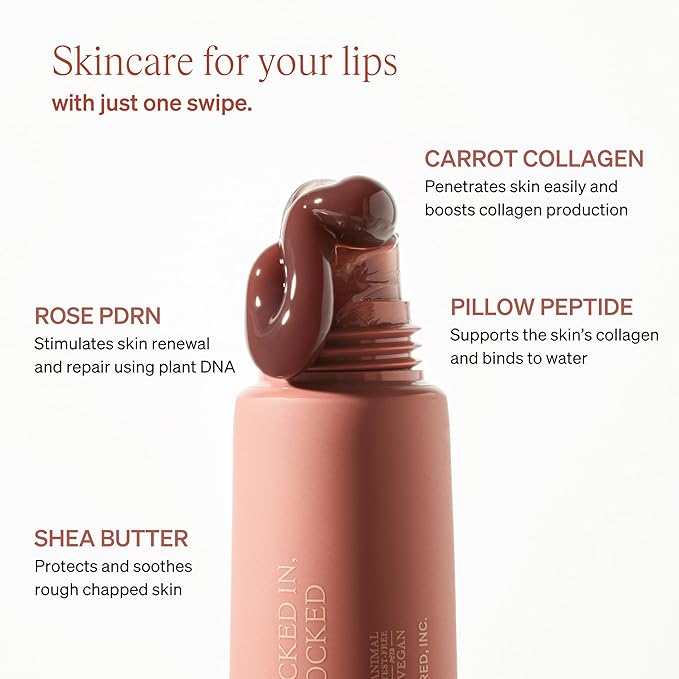 LipLock Jelly Serum for Dry Lips, Long-Lasting, Hydrating, Plumping, Glossy Mask with Rose PDRN, Carrot Collagen, Pillow Peptide, Moisturizing Tinted Lip Balm. (Pink Flan)-VivaGrace Women
