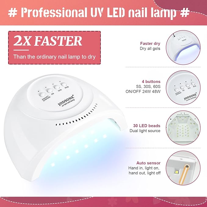 JODSONE Gel Nail Polish Kit with U V Light 36 PCS Classic Black and White Nude and Blue Purple Gel Polish Set with Manicure Tools Suitable for All Sea-VivaGrace Women