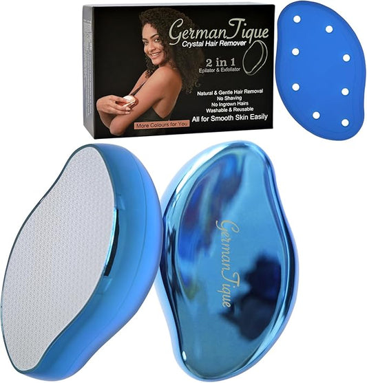 Crystal Hair Eraser,Natural Crystal Hair Remover,Reusable Painless Nano Glass Hair Removal Device Without Shaver,Gentle Crystal Epilator and Exfoliator for Soft Silky Skin(Royal Blue)-VivaGrace Women