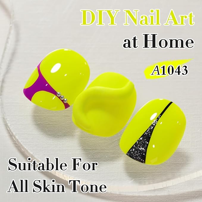 Double Rhythm 0.50 OZ Gel Polish Hema Free Same Color Same Bottle Golden Round Translucent Neutral Natural Milky 15 ML Jelly UV Polish Art DIY at Home (Neon Yellow-C1043)