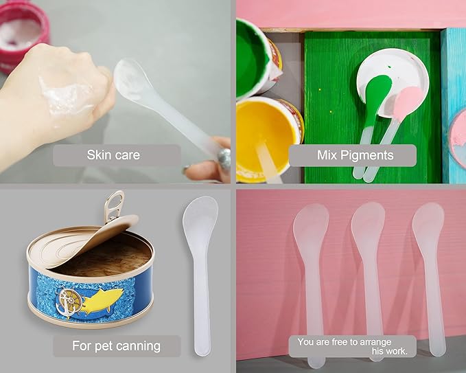 100 PCS of White Color Cosmetic Spatula for Makeup Face Mask Plastic Spoon Disposable Makeup Tools for Mixing and Sampling 4.88'' x 1.06”/Spatulas Skin Care Facial Cream Mask Spatula-VivaGrace Women