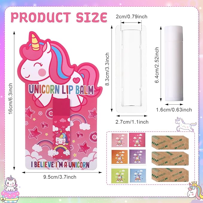 24 Sets Unicorn Party Favors Lip Balms Bulk for Kids Birthday Party Moisturizing Lip Balm for Unicorn Themed Celebration Gifts Lip Care Products for Classroom Rewards Favor Party Supplies-VivaGrace Women