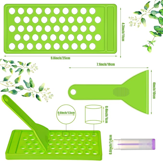 Maitys 2 Sets Lip Balm Tray and Spatula Portable Lip Balm Filling Tray and Spatula Set Lip Balm Tube Holder Lip Balm Tubes Tray Lip Balm Containers Lip Gloss Making Kit(Green)-VivaGrace Women