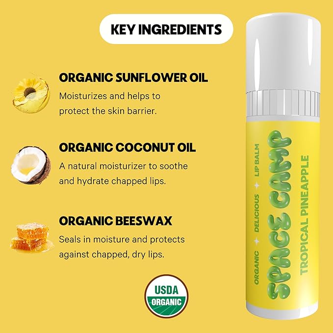 Wellness Jumbo Lip Balm - Tropical Pineapple Organic Flavored Balm (2 Pack)-VivaGrace Women