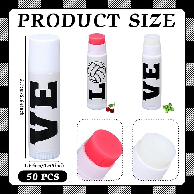 50 Pcs Happy Birthday Lip Balm Bulk Volleyball Moisturizing Lip Gloss with Natural Ingredients Lip Balm Bulk Gifts Baskets Business for Girls Men Women and Children Party (Stylish Volleyball)-VivaGrace Women