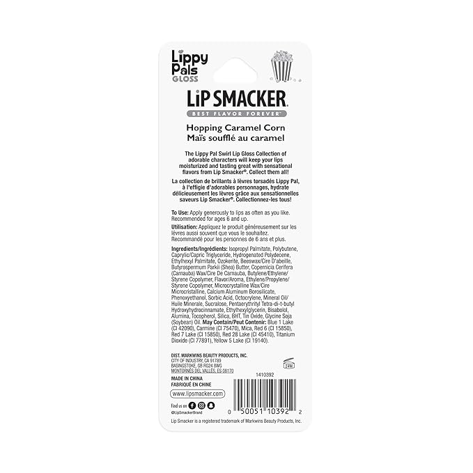 Lip Smacker Lippy Pals Swirls Bunny, Flavored Moisturizing & Smoothing Soft Shine Lip Balm, Hydrating & Protecting Fun Tasty Glossy Finish, Cruelty-Free & Vegan - Hopping Caramel Corn-VivaGrace Women