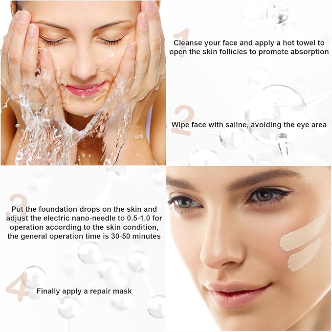 BB Facial Glow Serum Starter Kit Hyaluronic Acid Essence Foundation Skin Care Kit 0.27oz 12 Vials, Combined With Niacinamide and Peptides To Brighten Skin Tone Anti-Aging Foundation Light Rose-VivaGrace Women