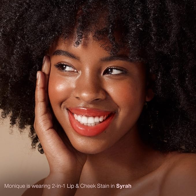 Mineral Fusion 2-in-1 Lip & Cheek Stain Syrah, 0.10 fl oz, Bright Red hydrating, long-lasting, matte lip and cheek color-VivaGrace Women