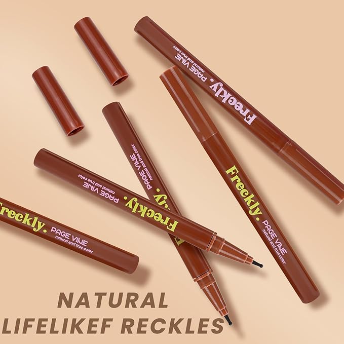 Freckle Pen,2 PCS Faux Freckle Stamp Waterproof,Fake Face Freckles Stain Makeup Long Lasting Quick Dry,Natural Lifelike Soft Dot Freck Pen 01-Light+02-Medium-VivaGrace Women