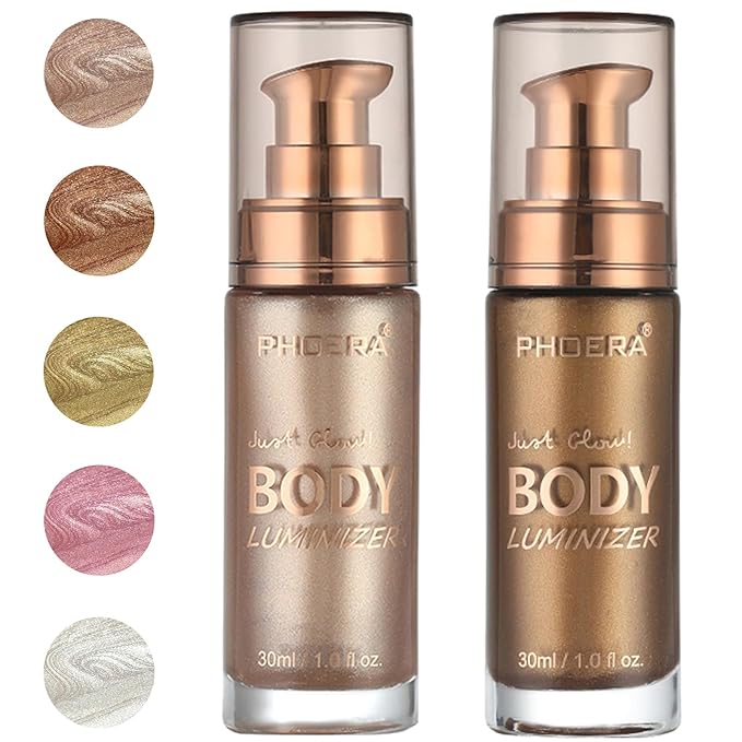 PHOERA Body Luminizer Highlighter, Waterproof Moisturizing and Glow For Face & Body, Face Body Glow Illuminator (101+103/Rose Gold+Glistening Bronze)-VivaGrace Women