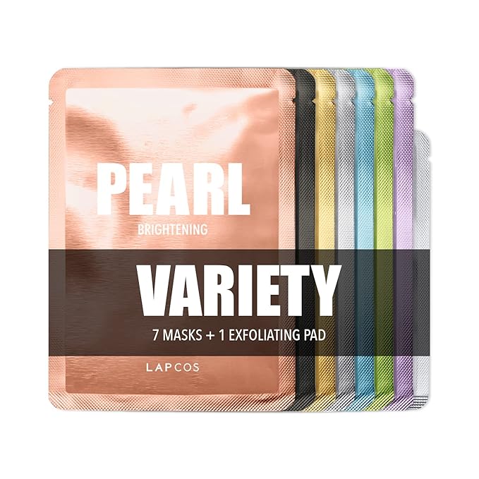 LAPCOS Daily Sheet Mask Variety Pack 7+1 (Version 1) Daily Face Masks - Hydrate, Clarify, Nourish, Exfoliate & Renew Skin, Korean Beauty Favorite (8 pack)-VivaGrace Women