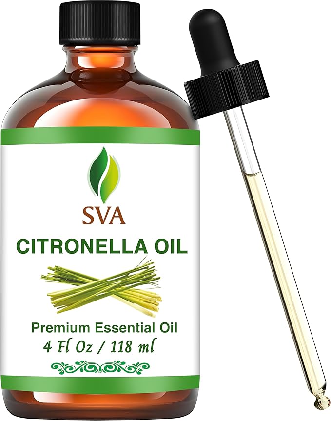 SVA Citronella Essential Oil – 4 Fl Oz – 100% Natural Citronella Oil - for Diffuser, Hair Care, Face, Skin Care, Aromatherapy, Scalp and Body Massage, Soap and Candle Making - with Dropper-VivaGrace Women