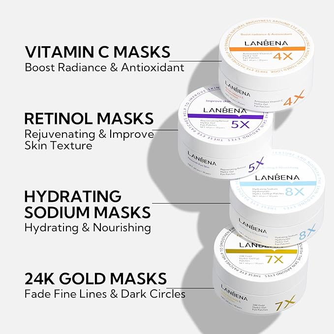 8X Hyaluronic Acid Under Eye Patches(30 Pairs) -Cooling Eye Masks for Deep Moisturizing, with Ectoin Niacinamide Hydra-Gel Collagen, Puffy Eyes Treatment, Fine Lines & Wrinkles Reduce-VivaGrace Women